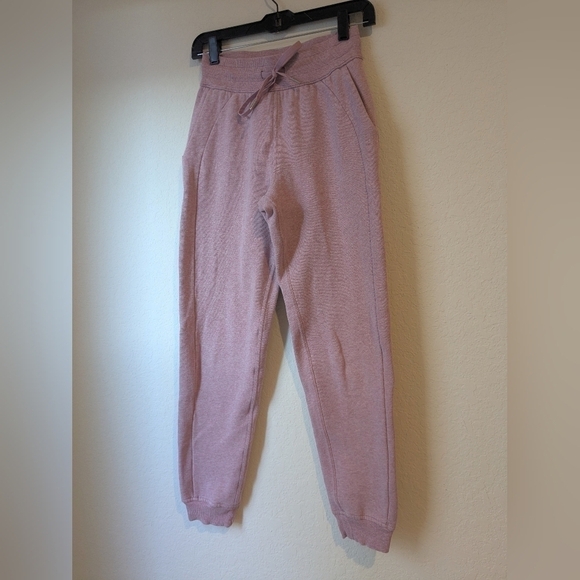 Lululemon Pink Fleece Scuba High Rise Joggers Athleisure Lounge Size 2 - Picture 6 of 14